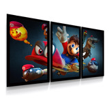 3 Quadros Decorativos Super Mario Odyssey Nintendo Switch