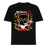Polera Unisex Metallica - Gato Estampada En Dtf Cod 004