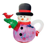 Figura Navideña Inflable Tetera De Muñeco Nieve 1.2m Ml9159