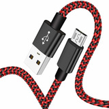 Cable Cargador Usb A Micro Usb | Rojo Trenzado / 2 M