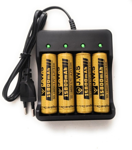 Kit 4 Baterias 18650 X 15800 X  3.7v   + Carregador   