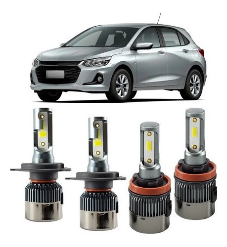 Kit Lampadas Super Led Gm Onix 2012 A 2020 Alto Baixo Milha