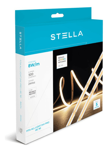 Fita Led All Light 8w/m 500lm/m 24v Ip20 4000k - Stella