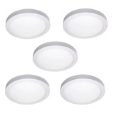 Paquete 5 Lamparas Led 12w Sobreponer Luz Calida Plafon Bote