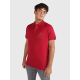 Polo Roja Con Monograma A Tono Tommy Hilfiger De Hombre