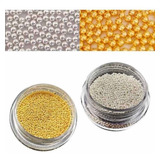 Mini Caviar Decoración De Uñas Plateado Dorado Nail Art