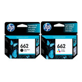 Pack Tinta 662 Hp Original Negro Y Tricolor 1515 2545 2645