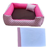 Cama  Para Cachorros Medios Caminha De Cachorro Medio 60x60 Cor Rosa Bolinhas