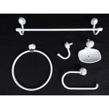 Kit Acessorio De Banheiro Lavabo 5 Peças Resistente Branco 