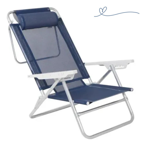 Cadeira Reclinável Mor Summer Azul Marinho Com Almofada 8490