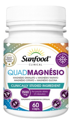 Quad Magnésio 60 Capsulas - Sunfood Clinical