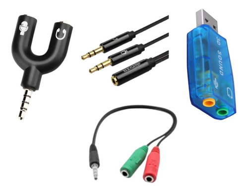 Pack Conectores Audio Adp U Cable Mic Audif Tarjeta 5.1 Usb