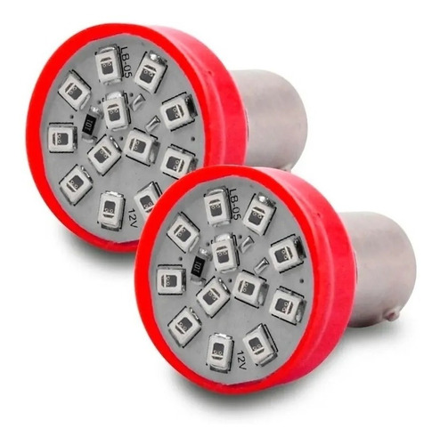 Lampada 2 Pólos Led Smd Freio Lanterna Vermelha / Par