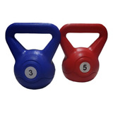 Kit Set Combo X2 Pesas Rusas Kettlebel Pvc 3-5kg Fitness Tml