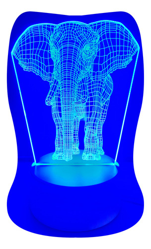 Lámpara Holograma Elefante Luz Led 3d Usb Decoración