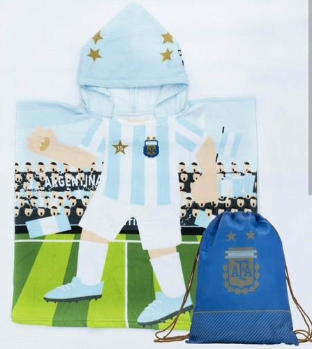 Ponchito Infantil Original De Messi Argentina Más El Bolso 