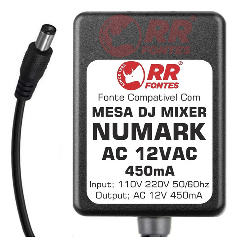 Fonte Ac 12v Para Mesa Som Dj Mixer Numark M101 E M101-usb