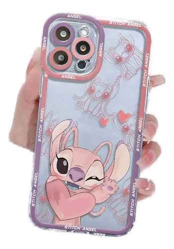 Funda De Teléfono Love Stitch Angel Smile Para iPhone 15, 14