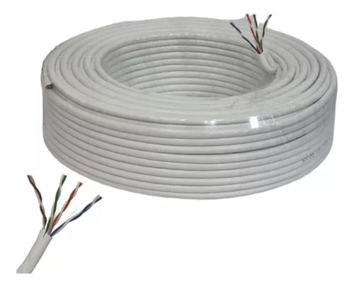 Cable Utp Plus50 Metros Cca 0,48mm Cat5 Vaina Pvc Blanca