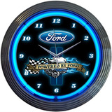 Neonética Con Reloj De Pared Ford Neon De 15 Pulgadas