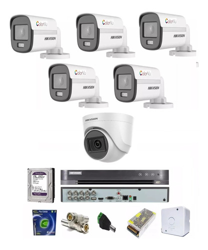 Dvr 08 Canais Hikvision / 05 Colorvu / 01 Dome Full / Acess.