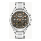 Reloj Bulova Curv 96a298 Para Hombre E-watch Color De La Correa Plateado Color Del Fondo Gris