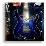 Reloj De Pared Con Guitarra Eléctrica Azul Y Calavera Cromad