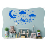 Adhesivo Decorativo Infantil Osito, Nubes Y Nombre