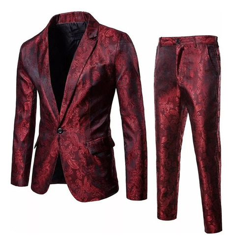 2023 Blazer De Hombre Con Solapa Con Estampado Oscuro