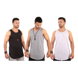 Kit/3 Un Promocional Roupas Regatas Masculinas Longline