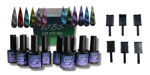 Gel Efecto Ojo De Gato Gama 12p Marca Wbs + Imán Figuras