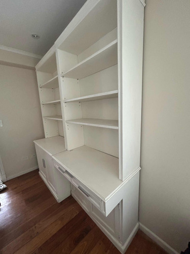 Mueble Escritorio Con Biblioteca De Alzada Madera En Blanco