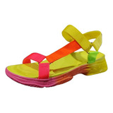 Sandalias De Playa Mujer De Plataforma De Colores Con Velcro