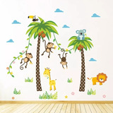 Vinil Decorativo Infantil Niño Niña Changuitos Palmera León 