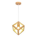 Lampara Colgante Madera Geometric Cubo Una Luz