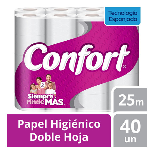 Papel Higiénico Confort Doble Hoja 40 Un X 25 Mt