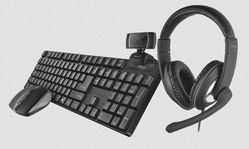 Kit Trust Home Office Teclado Mouse Webcam Auriculares