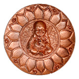 Incensário De Resina Pratinho Redondo Buda Sorrindo Bronze