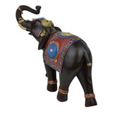 Elefante Indiano Da Sorte Extra Grande Decorativo Em Resina