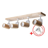 Aplique 4 Luces Madera Paraiso Nordico + Blanco + Led