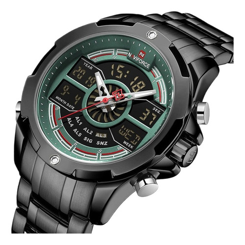 Relógio Masculino De Quartzo Inoxidável Naviforce 9170