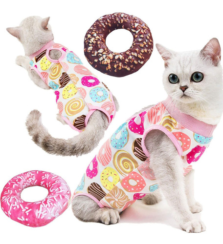 Tokyia Traje De Recuperación De Gato Con 2 Paquetes De Donut