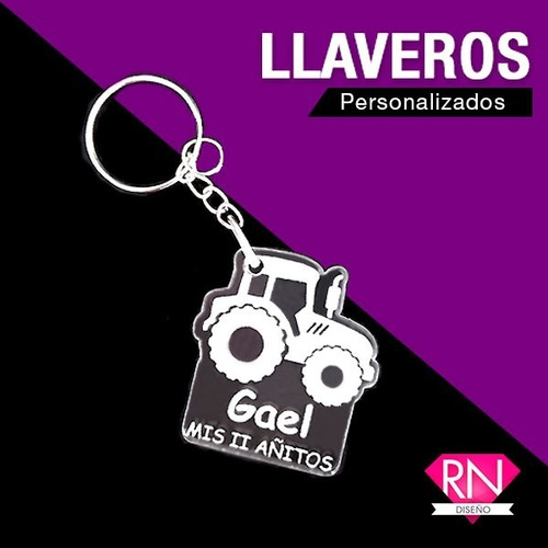 25 Llaveros Souvenir Acrilico Grabado - Tractor Granja