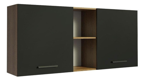 Armário Aéreo Agata Madesa 150 Cm 2 Portas E 2 Nichos Rp Cor Rustic/preto