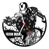 Relógio De Vinil Disco Lp Parede | Iron Man Marvel