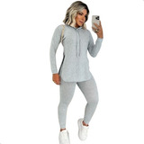 Conjunto De Inverno Feminino Moletinho Calça E Blusa De Frio