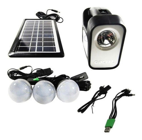 Kit De Camping Solar, Luz Emergencia Cargador Y 3 Ampolletas