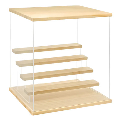 Caja, Estante De Exhibición De Acrílico Y Madera 4 Repisas | Envío gratis