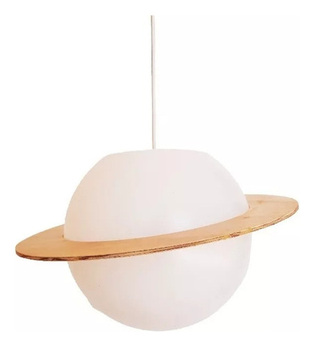 Colgante Esfera Blanca Saturno Infantil 25cm Con Luz Led