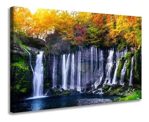 Quadro De Parede Cachoeira Natureza Decoração Sala Quarto Cor Borda Infinita Cor Da Armação Borda Infinita